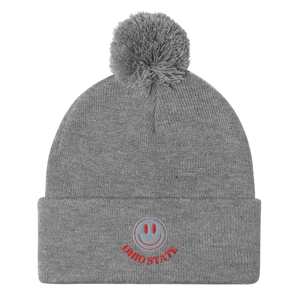 SMILEY Ohio State Stitched Knit Pom-Pom Beanie