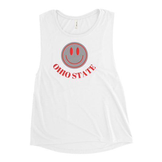 Smiley - Ohio State Women's Graphic Muscle Tank