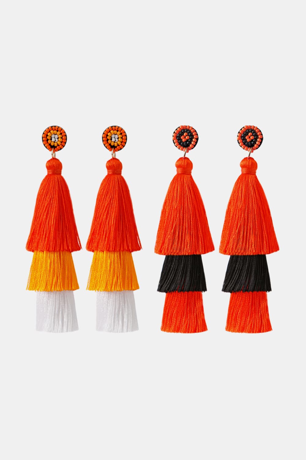 Beads Detail Triple Layered Tassel Earring