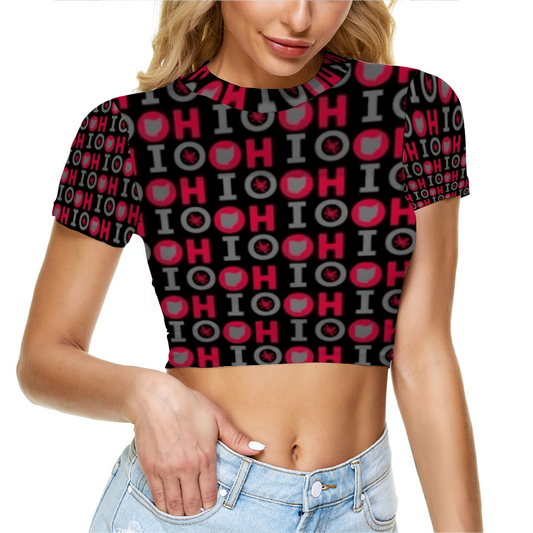 OHIO Ohio State Sheer Tee Mesh Crop Top Short Sleeve T-shirt