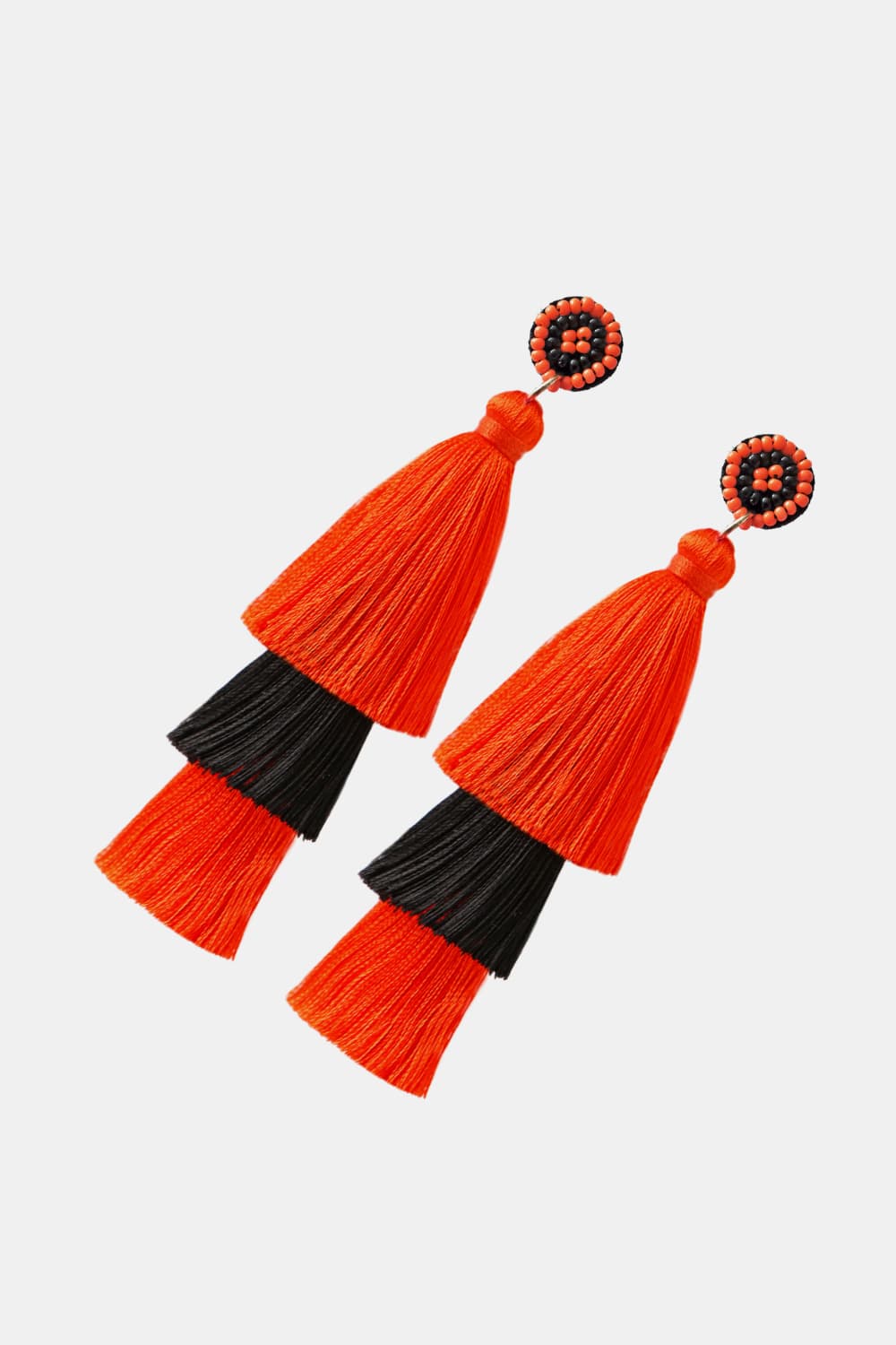 Beads Detail Triple Layered Tassel Earring