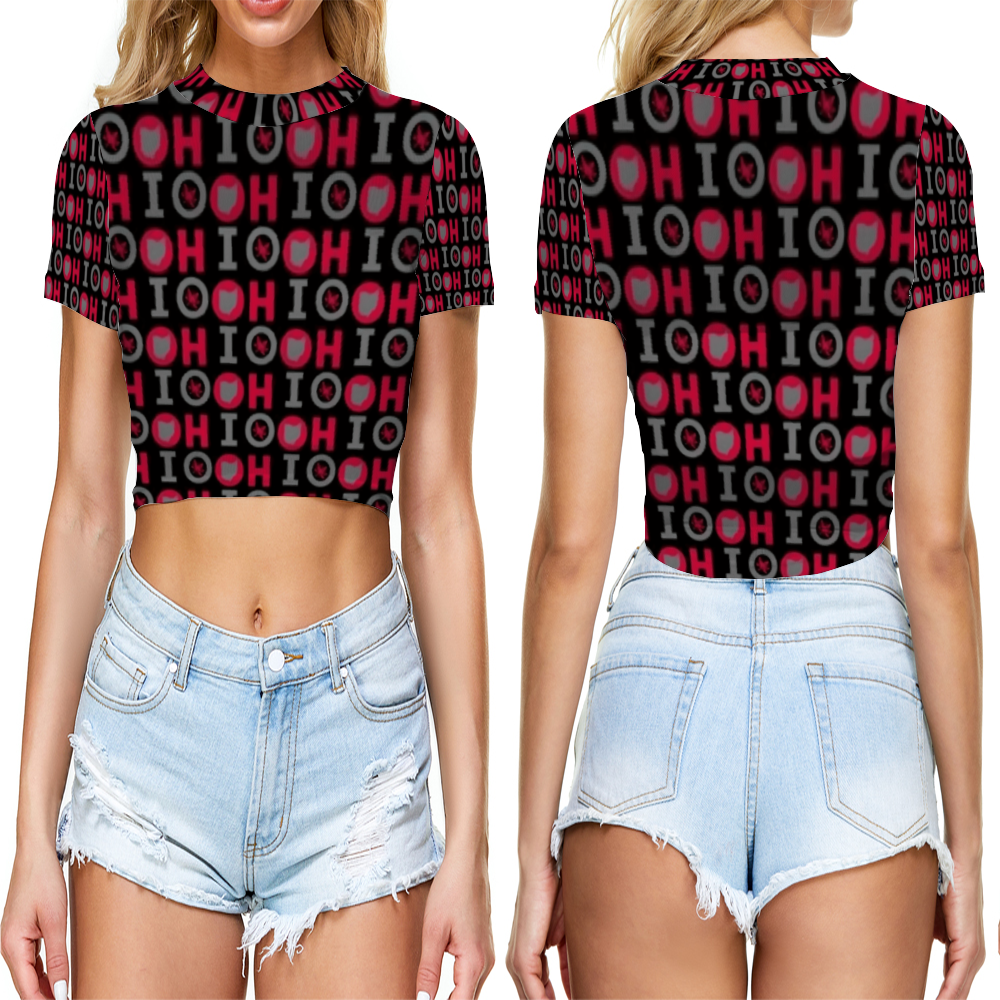 OHIO Ohio State Sheer Tee Mesh Crop Top Short Sleeve T-shirt